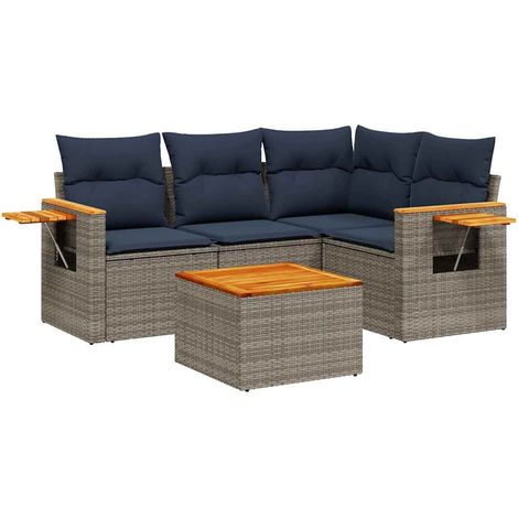 Maison Exclusive - 5-tlg. Garten-Sofagarnitur mit Kissen Grau Pol