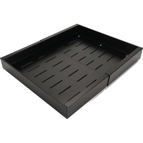 Ausziehbarer Schrankorganizer, verlängerbare Schublade mit Klebefolie für Küche, Bad, Speisekammer, schwarz (1/5)