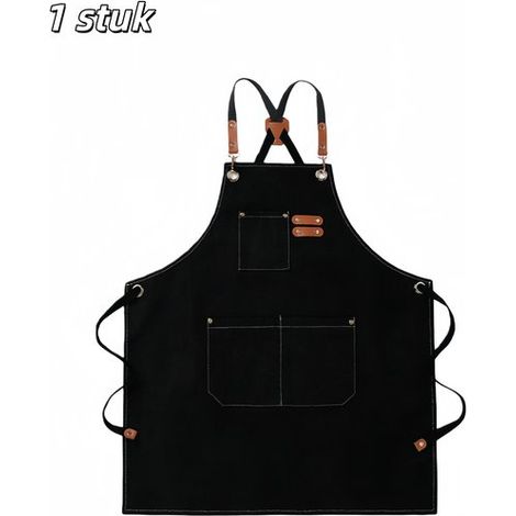 grembiule da cucina, in tela resistente, con spalline incrociate, unisex, con tasca, spalline regolabili e tasca per cucinare e cuocere in cucina (1/5)