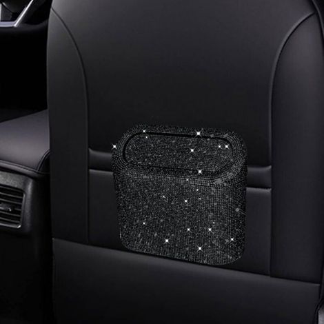 Poubelle Incrustée de Diamants pour Voiture, Mini Poubelle Suspendue, Seau Rangement (1/4)