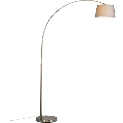 Smart Arc Lamp Steel Lampshade Grey Incl. WiFi A60 - Arc Basic (1/4)