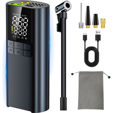 Tragbarer Luftkompressor zum Reifenfüllen – Autoreifen-Luftpumpe mit Reifendruckmesser (150 PSI) – One-Touch-Smart-Pump-Reifenfüller für Auto, Motorrad, Fahrrad usw.