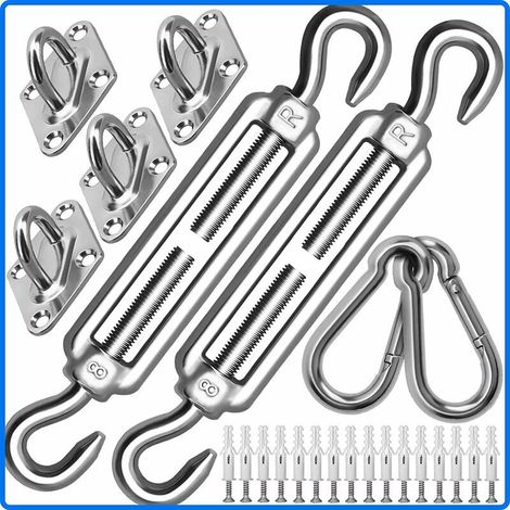 Kit di fissaggio per tenda da sole M8 per impieghi gravosi, kit di fissaggio per tenda da sole in acciaio inossidabile 304 per forme triangolari e quadrate, kit di accessori (M8) (1/5)