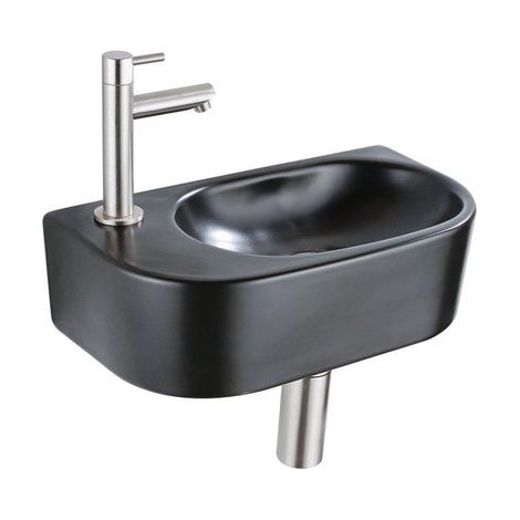 Fugaflow Efficiente Pietra Ensemble lavabo WC - 40x21.5x12cm - gauche - lisse - semi-circulaire - 1 trou de robinet - céramique - robinet de