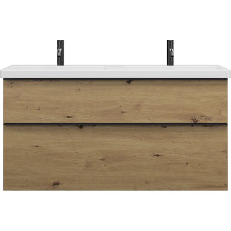 burgbad Eqio double lavabo en céramique y compris meuble