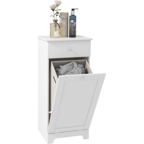 White Single Hamper Laundry Storage Cabinet for Home Organization and Space Saving Solutions