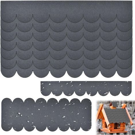 50 Pcs Petite Bardeau Bitumé Toiture et 3 Pcs Grand Feutre de Toiture, Bardeau de Toit Auto-Adhésif, Feutre Couverture Toitures, pour Nichoir Clapier Niche Boîte aux Lettre, 29.5x11cm/29.5x5cm (1/5)