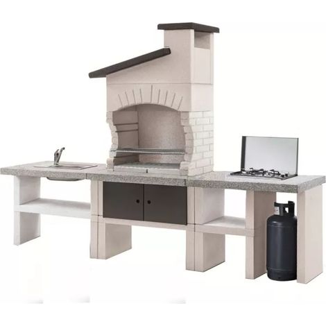 cucina da esterno palazzetti "guanaco 2" in cemento 270x70x204 cm
