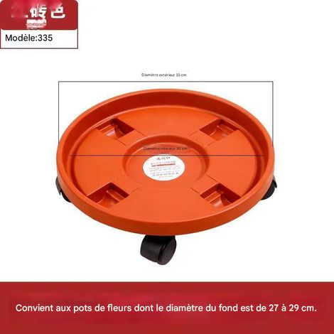 Support à fleurs mobile à roulettes, en polypropylène épais, avec soucoupe de drainage, idéal pour les jardins, balcons et plantes d'intérieur - Diamètre intérieur 30 cm
