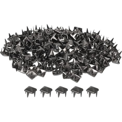 80Pcs Rivet Pyramide Carrée, 5mm Clous à Quatre Griffes, Clou Cuivré pour Vêtements, Sacs, Chaussures en Cuir (Noir Métallisé) (1/5)