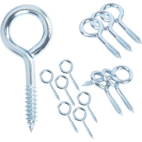 Lot de 10 vis à œillets, Crochet à vis à œil 50 mm, vis autotaraudeuses, vis de Serrage, vis à Anneau, Crochet de Plafond, Boulon à œil galvanisé, Clou à Trou de vis, pour Bois, Fils de fixatio (1/5)