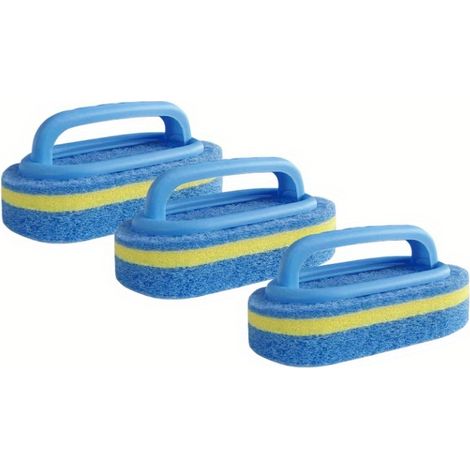 Lot de 3 brosses éponge pour piscine, pour les parois, le fond, les marches et le carrelage, poils adaptés aux saletés courantes-AquaForge (1/5)