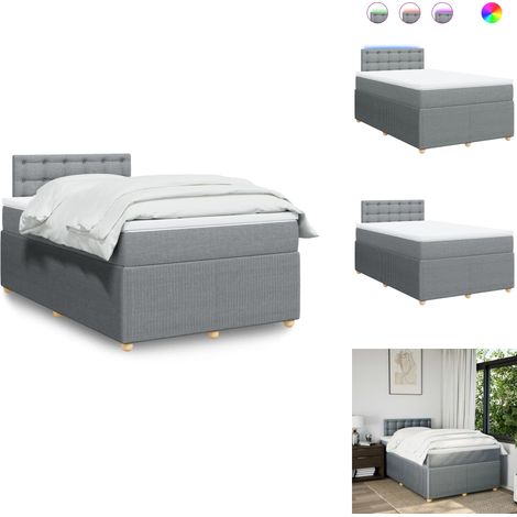 Sommier à lattes de lit avec matelas Gris clair 120x200cm Tissu - Sommier À Lattes De Lit - Sommiers À Lattes De Lit - Lit - Meuble De Chambre À Coucher (1/5)