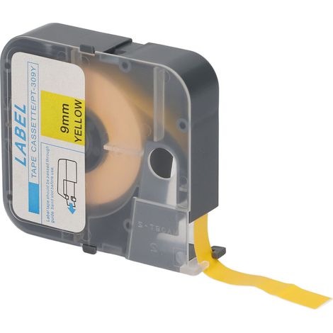 Ruban Étiqueteuse Transparent Impression 9mm Résistant Usure Accessoire Imprimante Jaune avec Boîtier Maison Bureau Remplaçant (1/5)