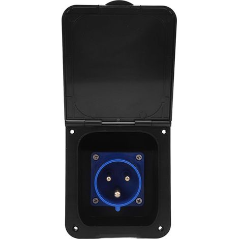 Prise secteur encastrée, prise secteur 3 broches 32 A Prise d'alimentation étanche avec couvercle, prise d'alimentation pour caravanes, camping-cars, remorques (BLACK) (1/5)