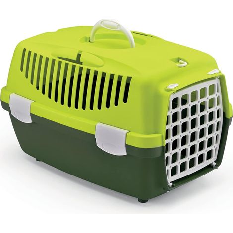 Trasportino verde gulliver 1 porta in plastica misura 45x29 H26 Trasporta il tuo animale con stile Gulliver, il trasportino verde resistente e moderno