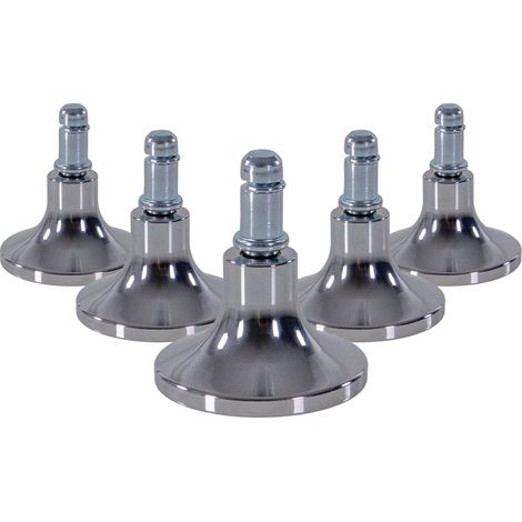 5x Bodengleiter Stand C Stift 11mm / 65mm Standfüße (5er Pack) Alu verchromt silber hjh OFFICE (1/5)