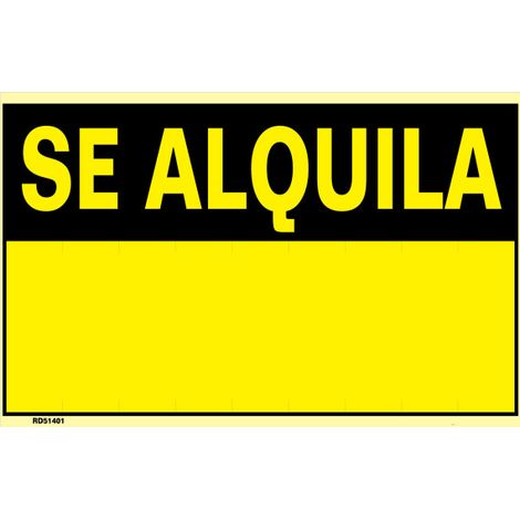 Señal de aviso "Se Alquila" SEKURECO  Amarillo                       350 x 450 mm