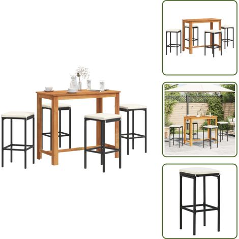 Rattan - vidaXL Set Bar da Giardino 5 pz Nero in Legno Acacia e Polyrattan - Legno acacia
