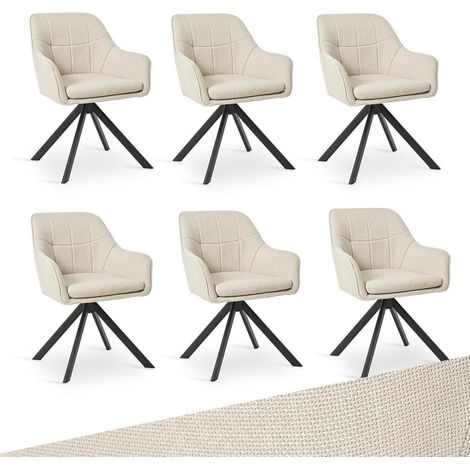 6er Set Drehstühle Esszimmer Beige mit Armlehne, 360° drehbar, ergonomisch (1/5)