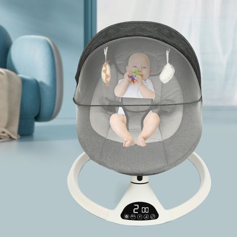 Fauteuil à bascule électrique pour bébé Fauteuil à bascule Bluetooth avec musique Fauteuil à bascule tactile pour bébé Gris (1/5)