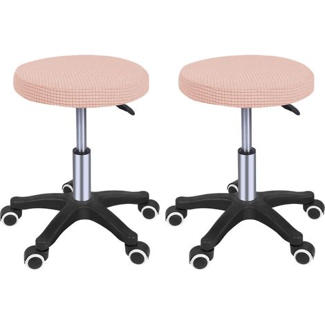 Housses de tabouret rondes, lot de 2, extensibles, roses, pour tabourets de bar de 32 à 40 cm de hauteur, compatibles avec les chaises de 32 à 40 cm de hauteur.