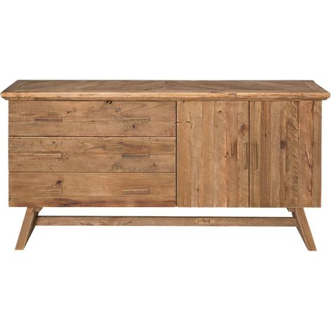 Made In Meubles – Buffet en bois recyclé 90x180x45cm – Style brut et chaleureux – 2 portes et 3 tiroirs – Parfait pour décoration authentique (1/5)