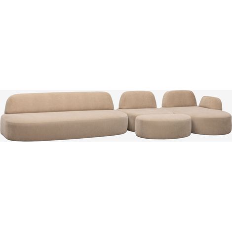 SKLUM Modulares 3-teiliges Ecksofa mit rechter Chaiselongue, Eckmodul und gepolstertem Hocker Giorgia                                   