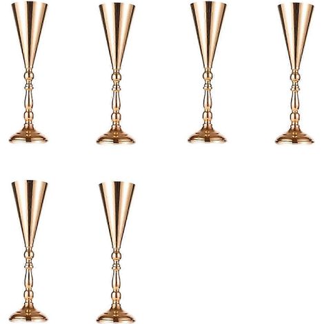 Ensemble de 6 vases de table, centre de table, décoration de mariage, support à fleurs en métal, ornement de fleurs artificielles, accessoires d'anniversaire FDQ (1/5)