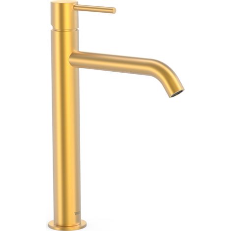TRES 26230701OM STUDY Grifo Monomando Caño Alto para Lavabo Color Oro Mate 24K - ref: 26230701OM