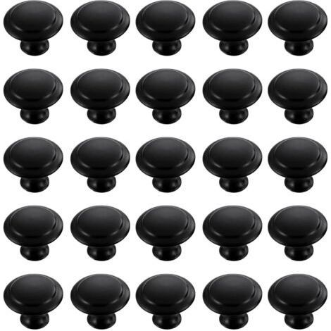 25 Pack Black Stainless Steel Round Cupboard Drawer Cabinet Knobs with Mounting Screws (30mm) (1/5)