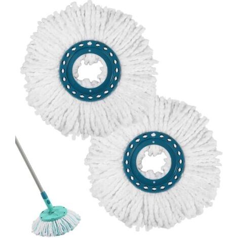 Lot de 2 têtes de rechange, Balai Serpillère Microfibre Compatible avec Leifheit Clean Twist Disc Mop Systèmes, Haute eau absorption saleté, parquet, carrelage, marbre, nettoyage sol (1/5)