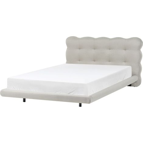 Letto matrimoniale in tessuto con testata trapuntata Beige 120 x 200 cm Soulisse (1/5)