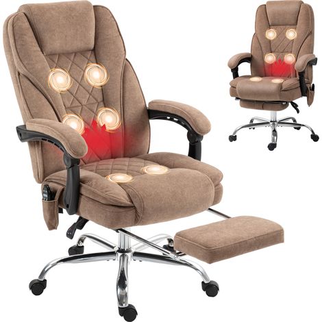 Fauteuil de bureau ergonomique avec fonction massage pliable marron pour salon massage, repose-pieds, pivotant, roulettes, (1/5)