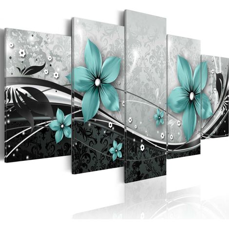Quadro - Turchese fiore di notte - 100x50 (1/4)