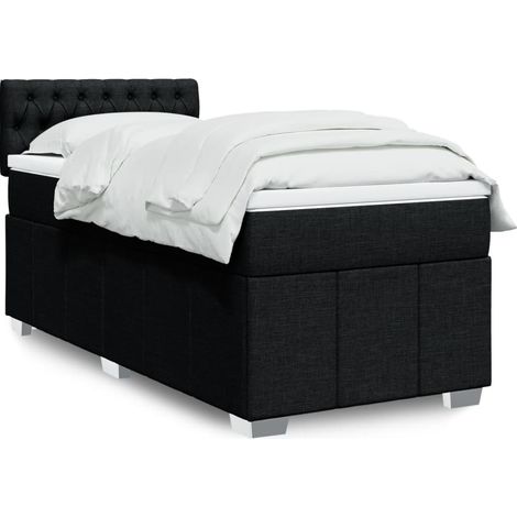 Boxspringbett mit Matratze Schwarz 80x200 cm Stoff