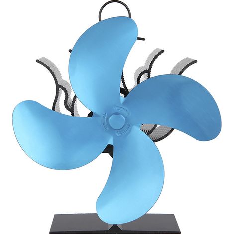 Fireplace fan, thermodynamic wood fan, quiet design, suitable for the eco-friendly home heating cycle - blue (1/4)