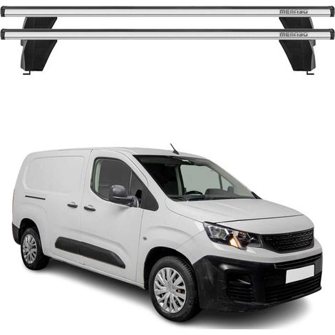 OMAC Barres de toit transversales en aluminium pour Peugeot Partner mk3 2018-2026 – Antivol – Rainure en T – Testées City Crash – Charge Max 75 kg Argent (1/4)