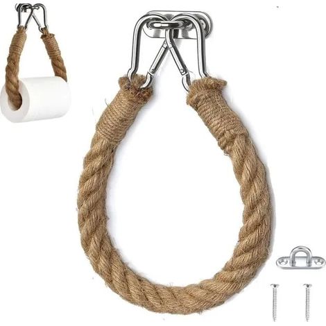 Wandmontierter Toilettenpapierhalter aus Hanfseil, Toilettenpapierspender, Toilettenpapierhalter für die Küche (1/5)
