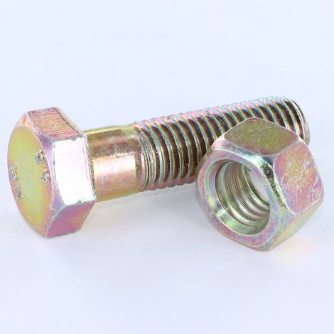 Boulon (vendu avec Ecrou) Tête hexagonale TH M12X20 Bichromaté