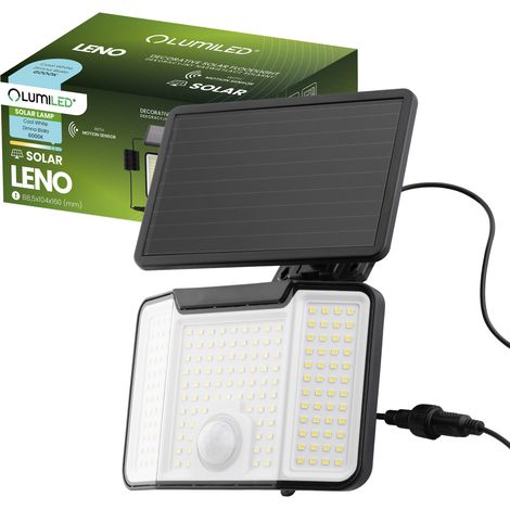Lámpara solar, foco LED halógeno, reflector SMD con sensor de movimiento crepuscular. (1/5)