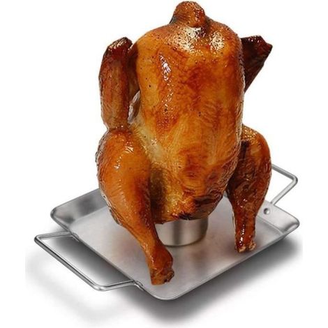 Support De Cuisson Pour Poulet - Acier Inoxydable - Pour Four Et Barbecue - Bac À Égouttement 350 Ml - 1 Pièce (1/4)