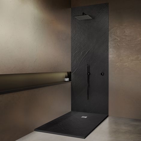 Receveur de douche pierre naturelle graphite noir 140x90 cm (1/5)