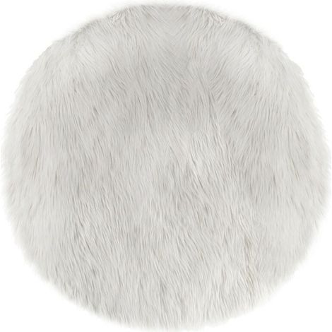 Tapis rond fausse fourrure blanc (1/3)
