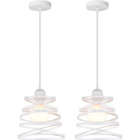 Lot de 2 Suspensions Luminaires Moderne Créatif Lustre Plafonnier de Design à Spirale en Cascade Vintage Métal E27 Lampe Suspension pour Chambre Salon,20cm (Blanc) (1/3)
