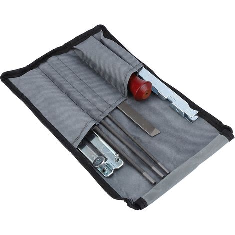 Kit de 8 limes pour tronçonneuse, jauge de profondeur et outil d'affûtage. (1/5)