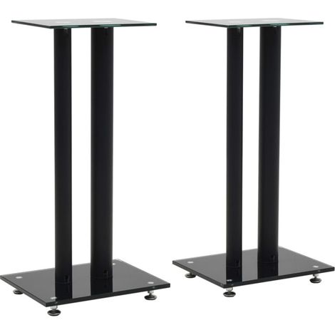 FIMEI Support haut-parleur 2pc Verre trempé Design 2 colonnes Noir (1/5)