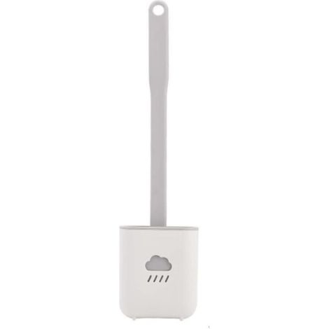 Brosse de Toilette en Silicone WC Gap Brush avec Support Tête Plate Poils Souples Brosses de Nettoyage avec Support de séchage Rapide Outil de Salle de Bain.
