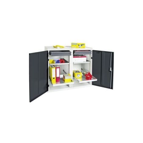 Stumpf  armadio  utensili  e  materiali  serie  3000  grigio  chiaro  /  grigio  antracite  +  2  cassetti  100  mm  +  4  ripiani  estraibili  -  3002271