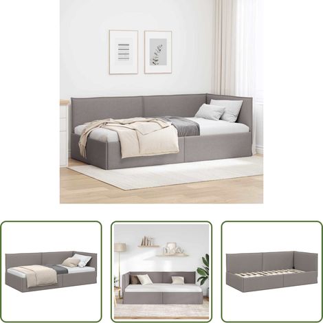vidaXL Canapé convertible - Cadre de lit d'angle avec tête de lit Taupe 90 x 190 cm tissu (1/5)
